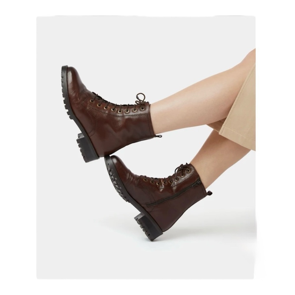 Dune London Prestone Cleated Sole Lace-Up Hiker Boots Nwob